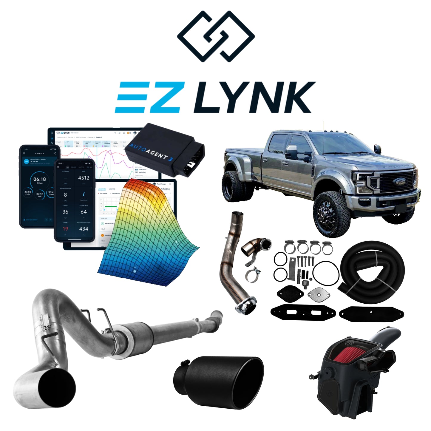 2023 - 2025 FORD POWERSTROKE EZLYNK AUTOAGENT 3 TUNER ALL-IN-ONE CUSTOMIZABLE KIT BUNDLE.