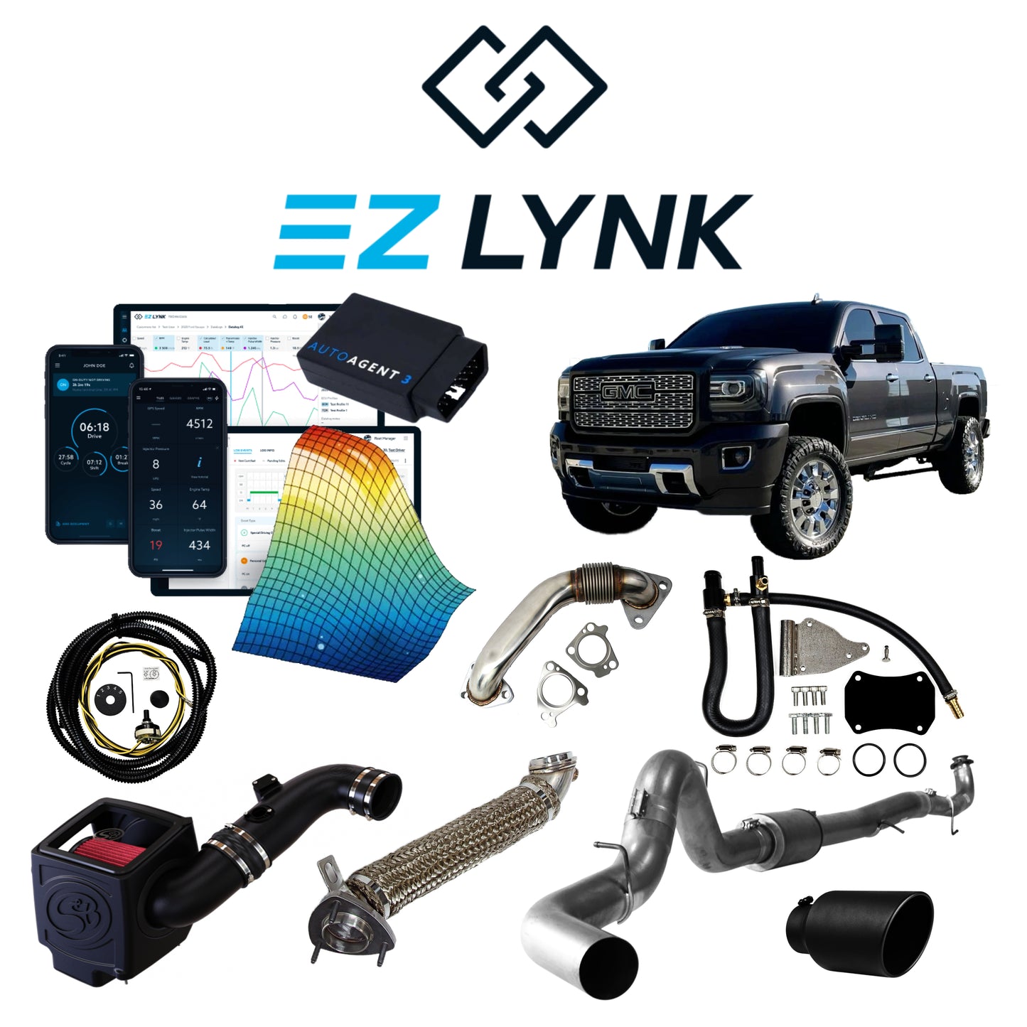 2011 - 2016 6.6L CHEVY/GMC DURAMAX EZLYNK AUTOAGENT 3 TUNER ALL-IN-ONE CUSTOMIZABLE KIT BUNDLE.