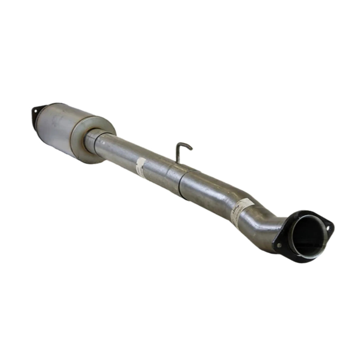 Aluminized race pipe with inline muffler and two-bolt flanges