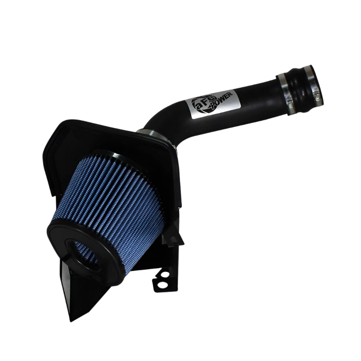 Cold air intake with blue aFe filter, heat shield and black tube