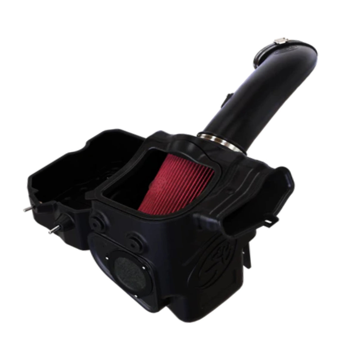 S&B cold air intake with red filter, black airbox and intake tube