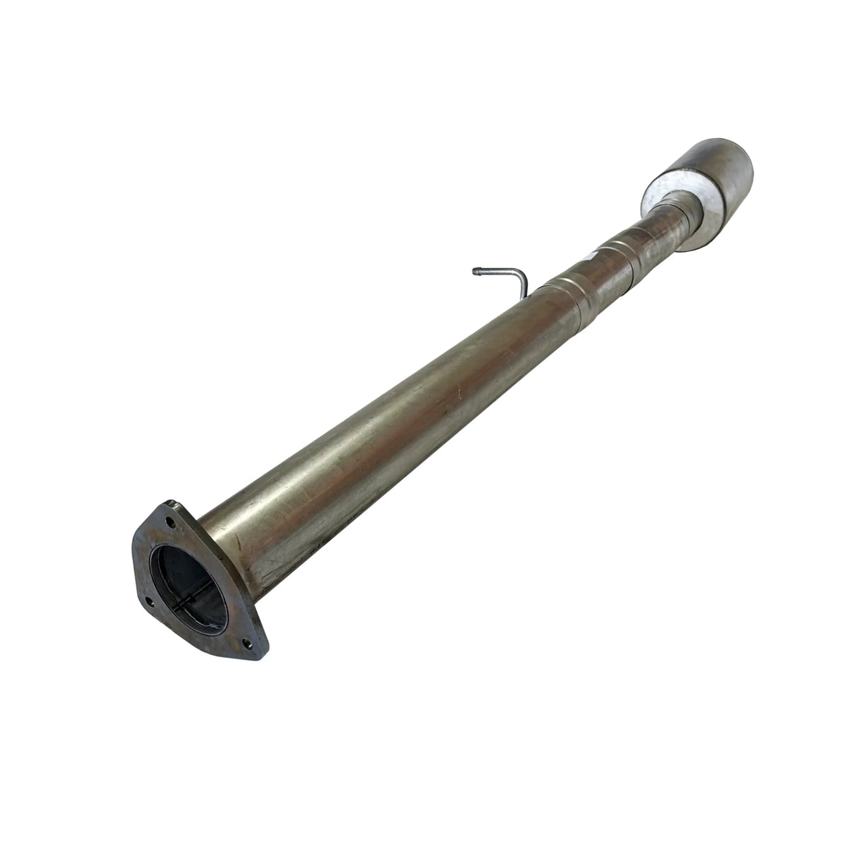 Aluminized DPF race pipe with flanged inlet and inline muffler