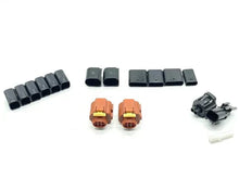 Harness plug kit with black connector caps and two brown connectors