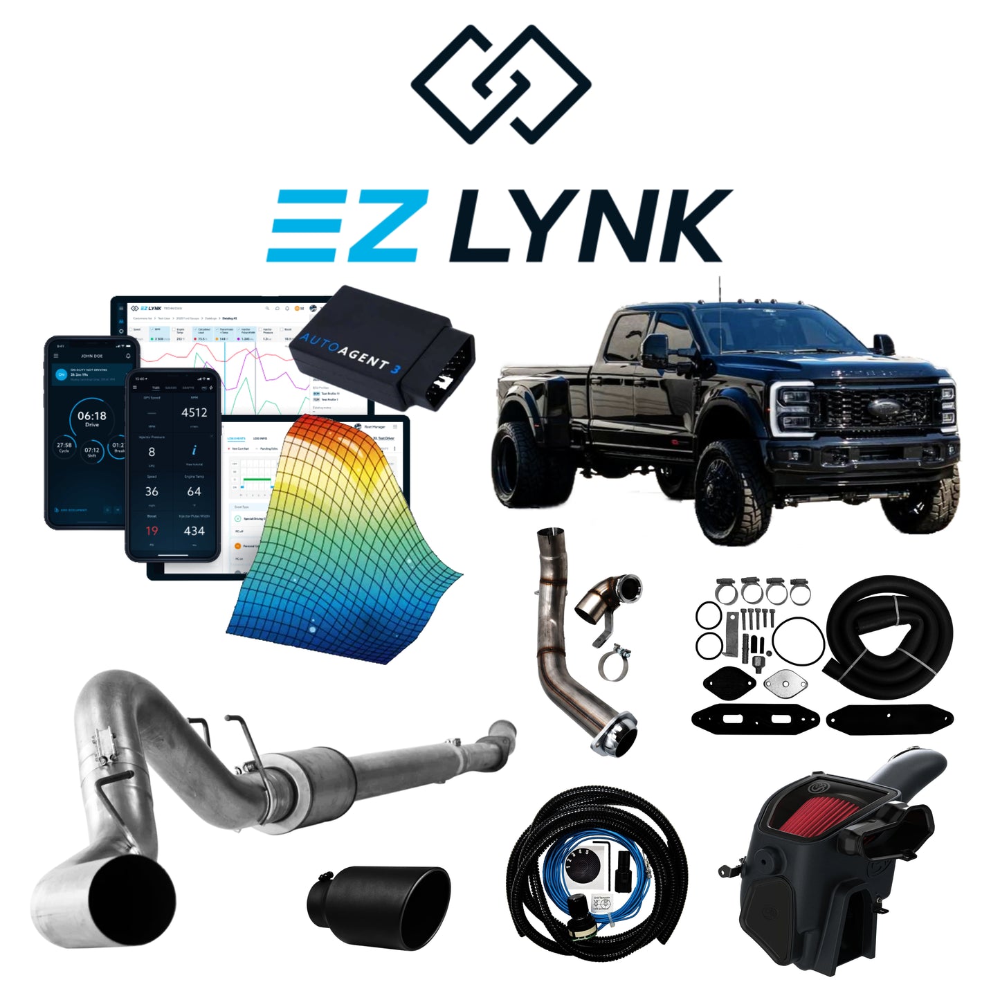2023 - 2026 FORD POWERSTROKE EZLYNK AUTOAGENT 3 TUNER ALL-IN-ONE CUSTOMIZABLE KIT BUNDLE.