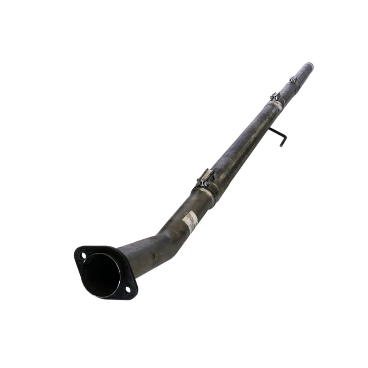 Aluminized race pipe with two-bolt flange, clamps and hanger