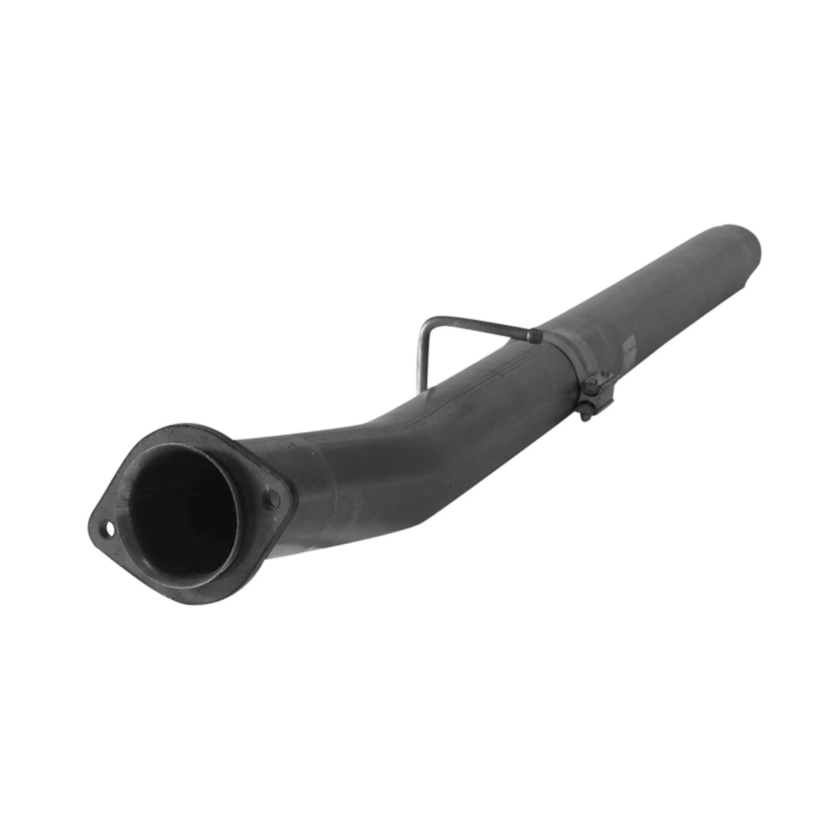 Aluminized race pipe with two-bolt flange, clamp and hanger