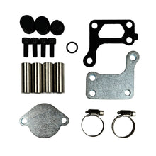 EGR delete kit with block-off plates, gasket, spacers, plugs and clamps
