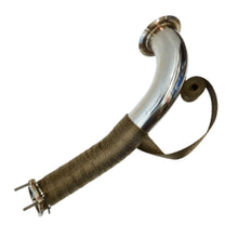 Polished stainless L5P downpipe with V-band flange and heat wrap