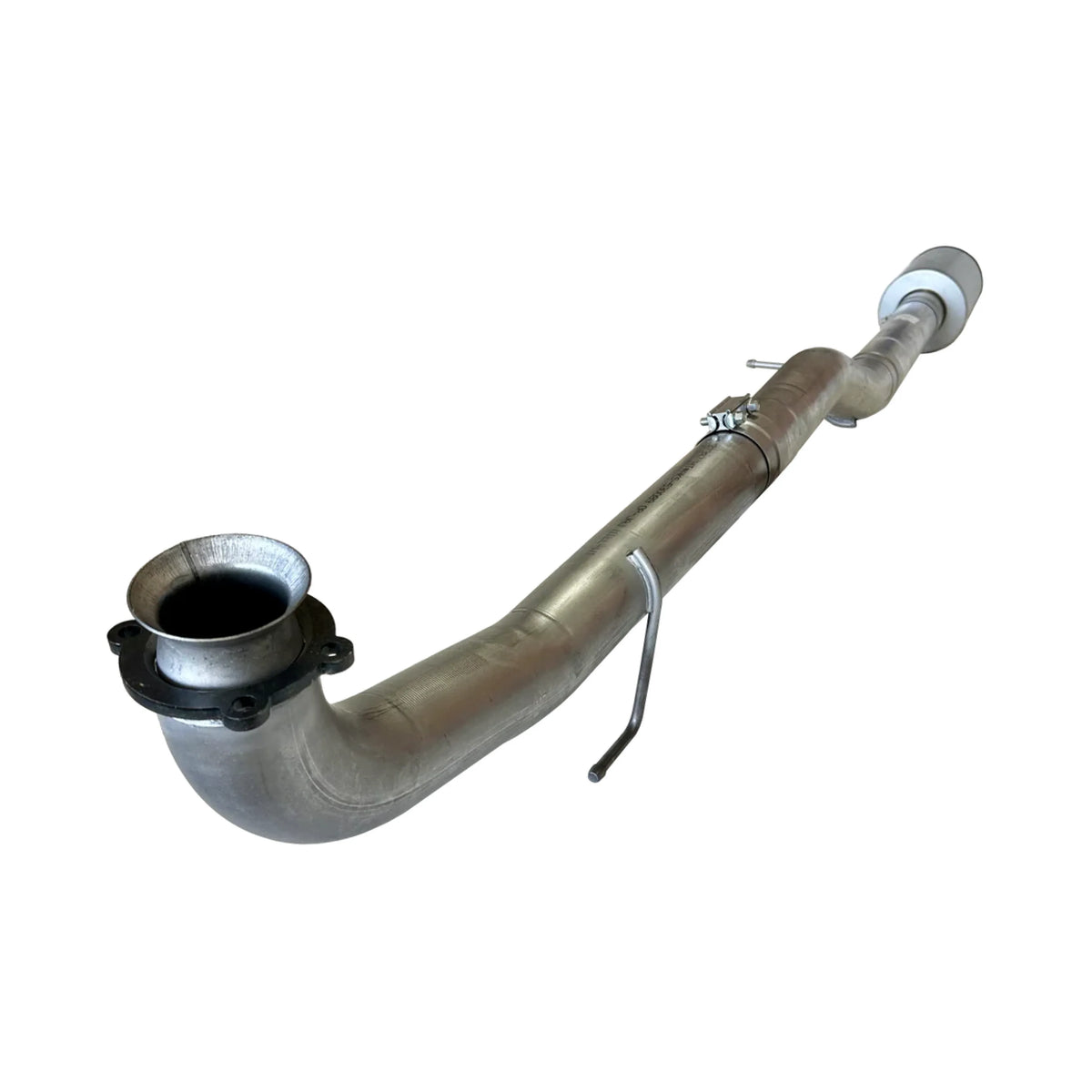 Aluminized race pipe with four-bolt flange, clamp and hangers