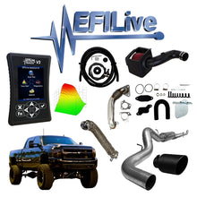 2001–2010 Duramax EFI Live V3 Delete Kit Bundle: EFI Live AutoCal V3 kit with Duramax truck, intake, EGR parts, downpipe and exhaust