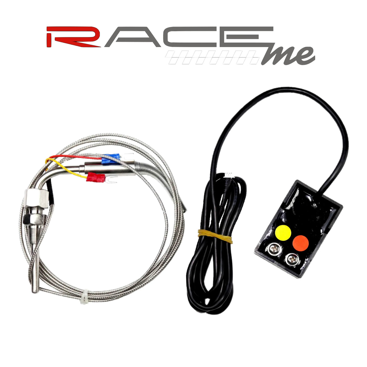 Race Me pyrometer probe and wiring with black switch module