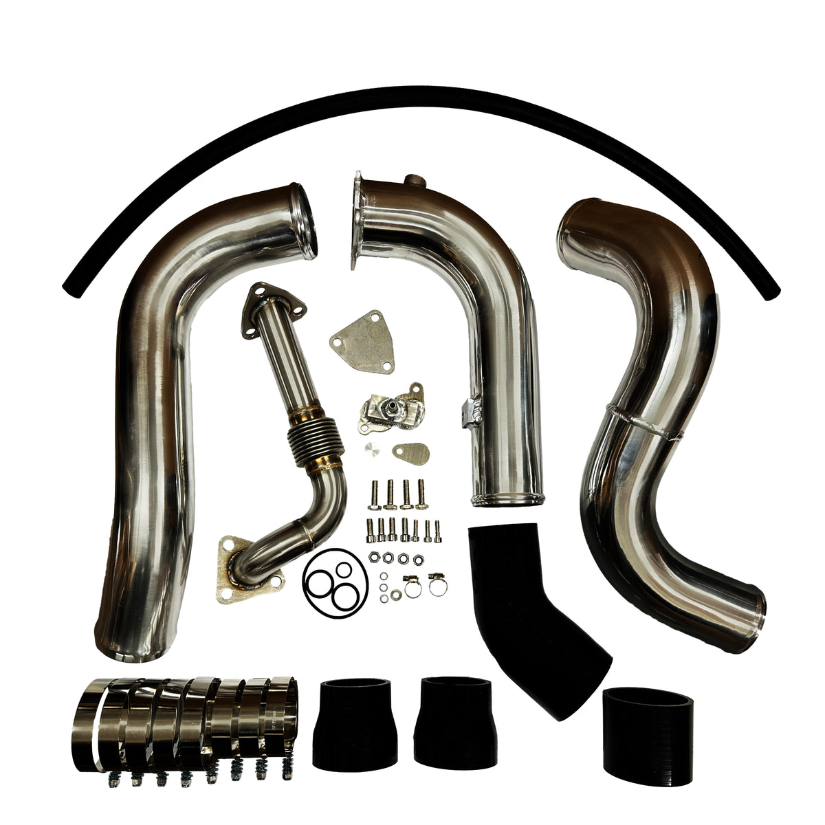 Nissan Titan XD EGR delete kit with polished intake tubes, couplers and hardware