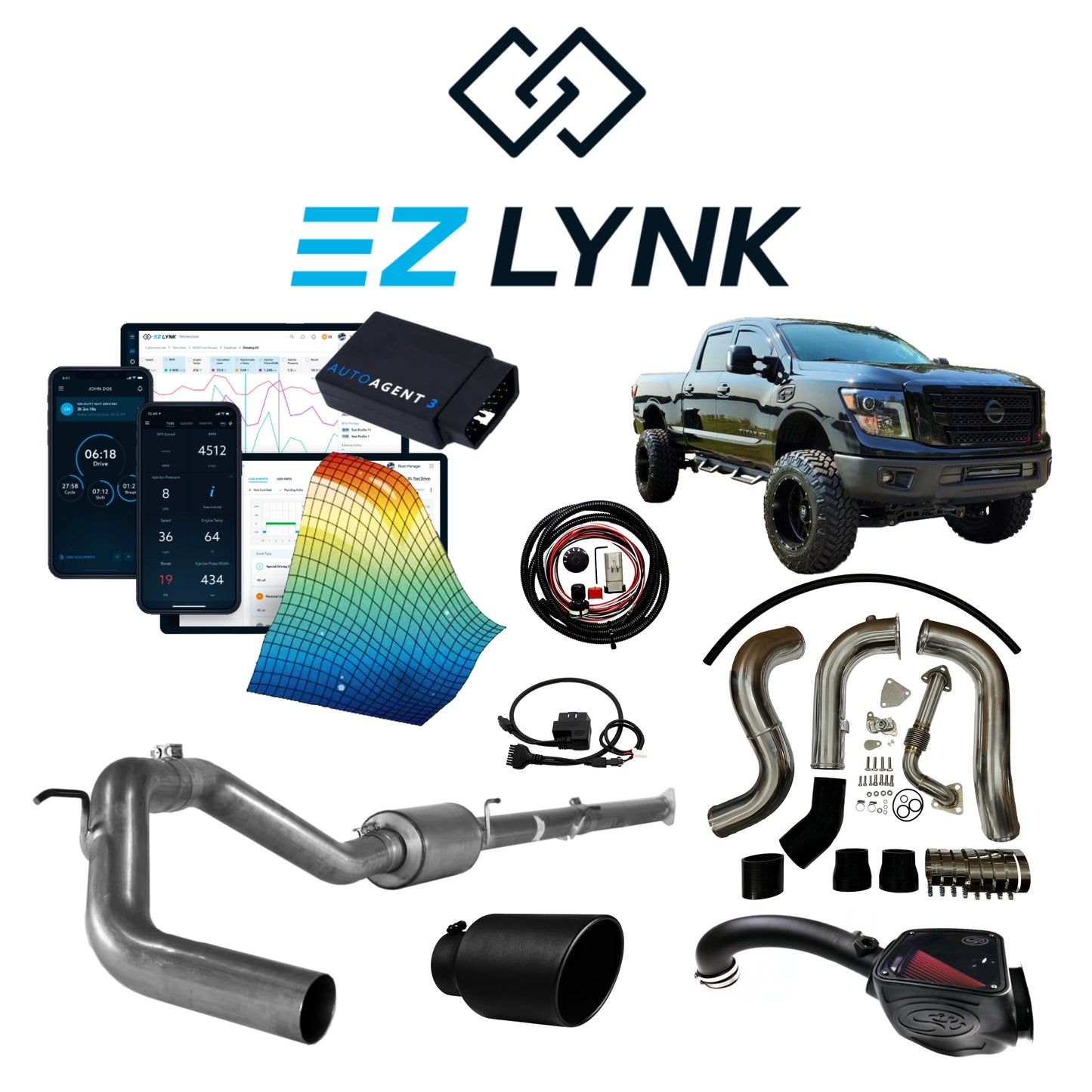 2016 - 2019 NISSAN TITAN XD 5.0L EZLYNK AUTOAGENT 3 TUNER ALL-IN-ONE CUSTOMIZABLE KIT BUNDLE.