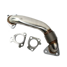 Polished stainless steel up-pipe with flex section and two gaskets